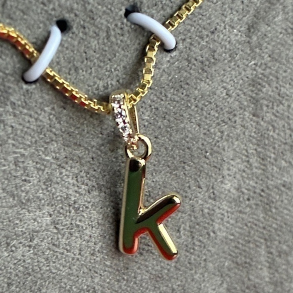 Gold Plated 'K' Initial Necklace